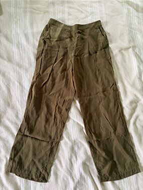 Whimsy + Row Olive Green Cropped Wide-Leg Pants
